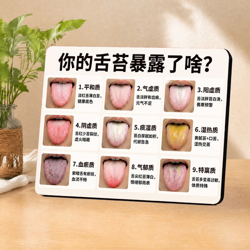 中医九种体质舌诊对照表养生馆前台桌面装饰摆件