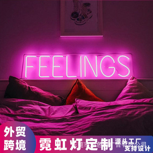 FEELINGS霓虹灯LED发光字母卧室霓虹装饰英文硅胶造型外贸亚马逊