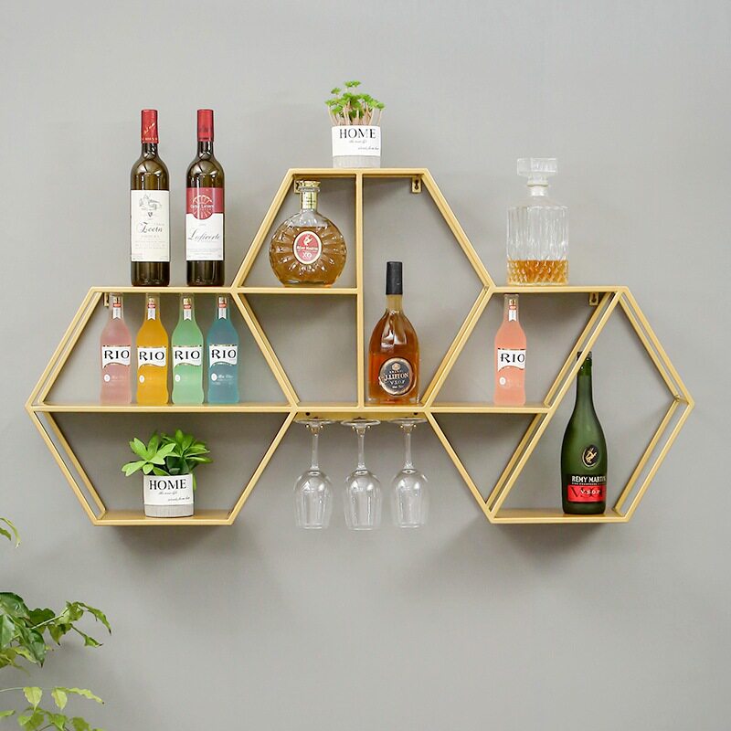 简约现代置物架壁挂酒架墙上收纳架装饰客厅背景电视墙壁展示柜子图片