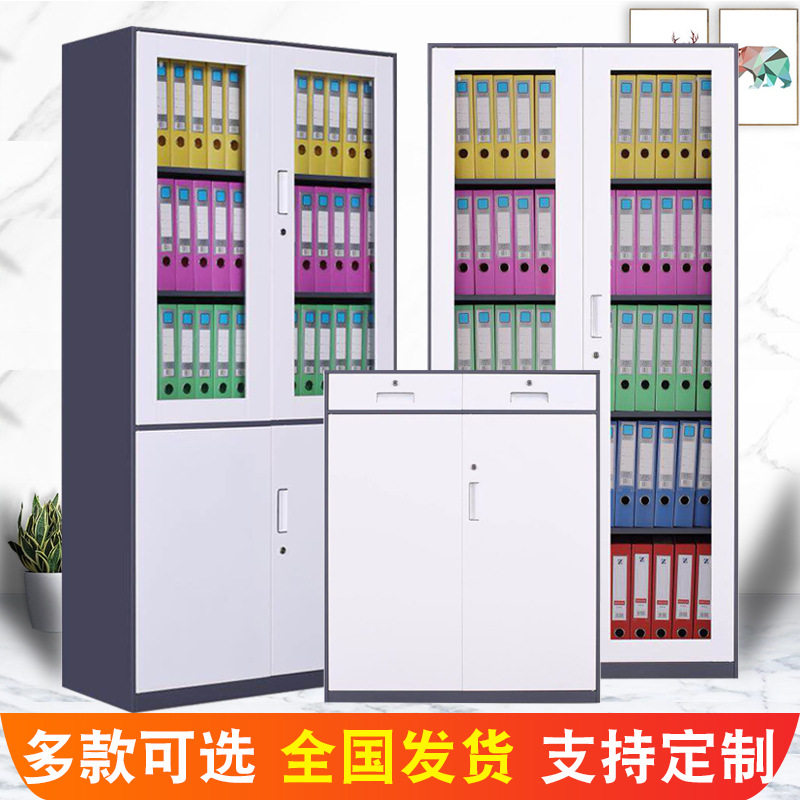 钢制办公室文件柜铁皮资料柜套色储物柜子带锁家用矮柜凭证档案柜图片