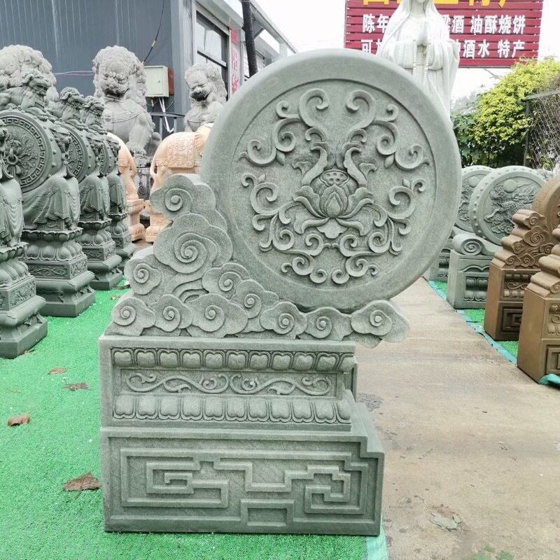 绿砂岩石雕门墩石狮子抱鼓石一对家用仿古青石门口摆件酒店门当石图片