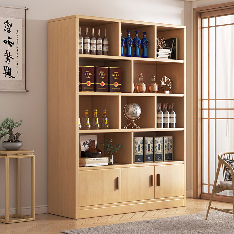 实木生态板酒柜靠墙客厅图片