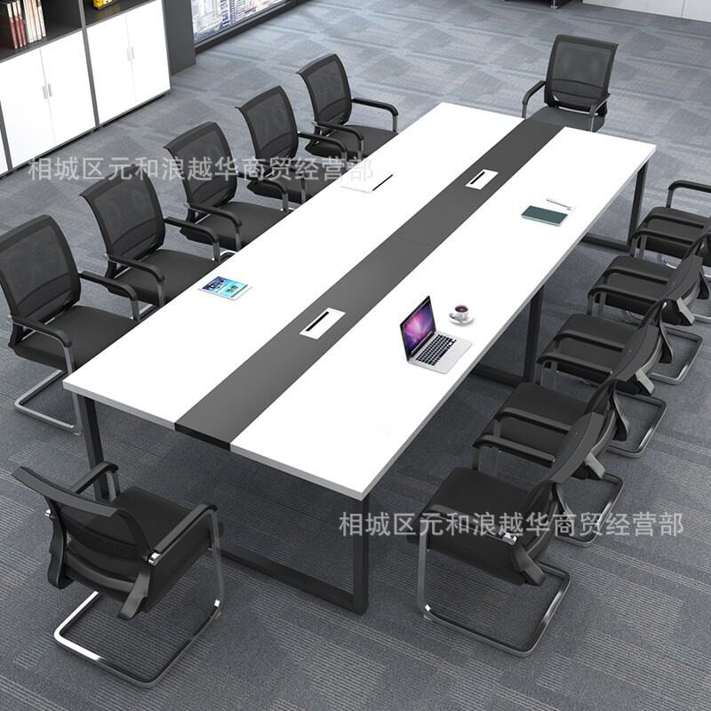 会议桌长条桌简约现代桌椅组合洽谈培训接待大型办公室家具工作台图片