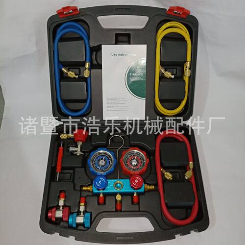 R134A冷媒表雪种压力表双表阀加氟工具套装出口专用精密压力表