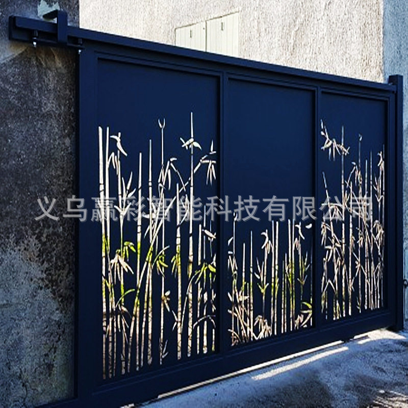 CNC大门电动铝艺门院子门小区车库门铁艺切割平移门开门机齿条图片