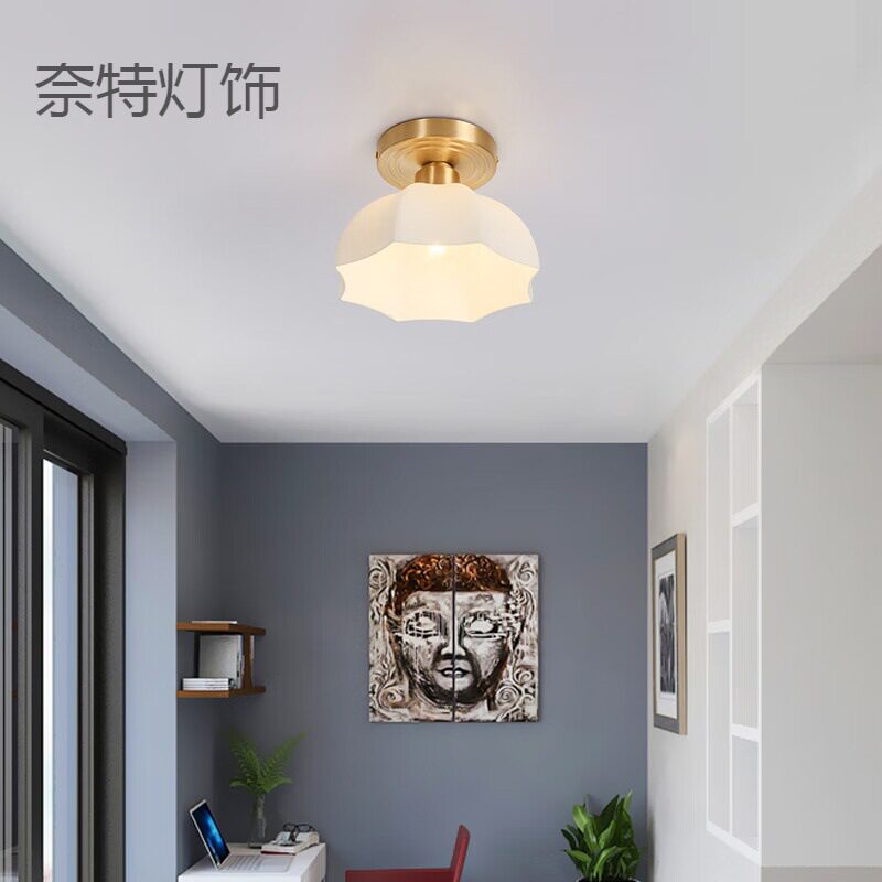 北欧过道灯简约全铜轻奢入户门厅玄关走廊衣帽间阳台感应吸顶灯图片