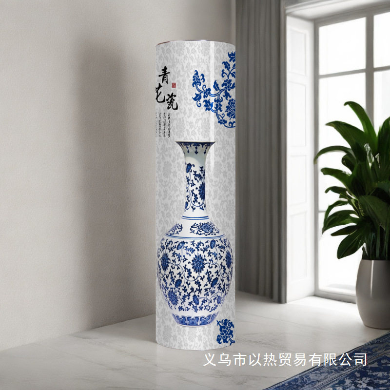 360度创意圆形旋转鞋柜青花瓷鞋柜