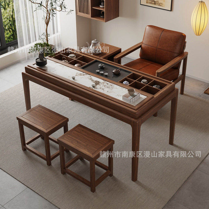 新中式胡桃木全实木家用阳台储物小茶台2026新款高端客厅小茶桌图片