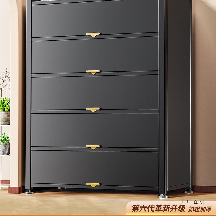 鞋柜家用门口防尘多层收纳柜一体靠墙入户室内玄关新款钢制鞋架子