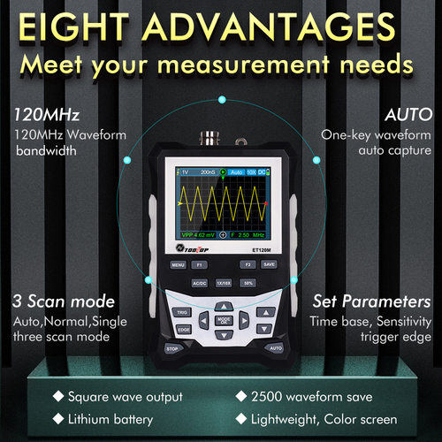 TOOLTOP ET120M 迷你示波器 超频带宽120MHZ  500Msps采样率
