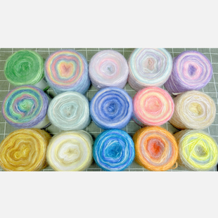 长段染马海毛线团自然渐变喷毛纱柔软亲肤手编中粗线棒针毛线100g