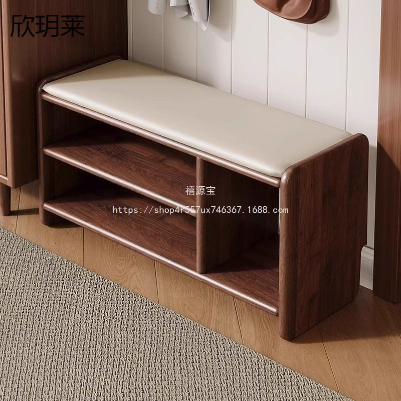 禧源宝进门可门口木鞋架穿鞋凳实木换鞋凳坐原玄关家用入户多图片