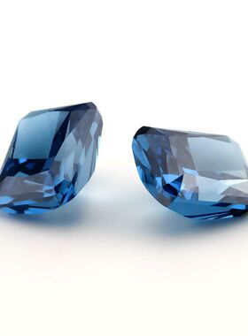 深蓝色长方倒角冰花切锆石雷迪恩切裸石 精品9A高碳钻diy首饰镶嵌