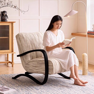 中古风流云椅法式复古单人沙发椅客厅卧室阳台休闲椅设计师伯克椅