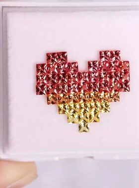 公主方3x3mm46粒渐变培育黄蓝宝橙蓝宝石 戒指耳钉彩虹耐高温配石
