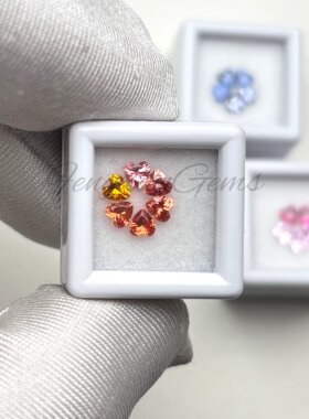 心形3x3~4x4mm一组5粒培育蓝宝彩虹渐变配石裸石 戒指手链蜡镶DIY