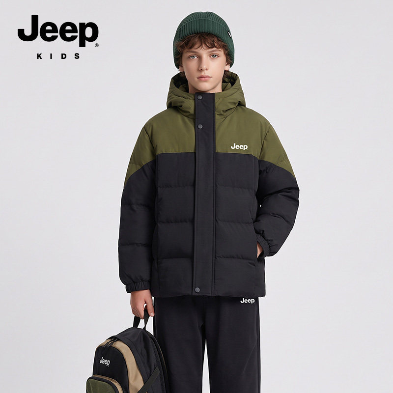 Jeep吉普童装男童棉服2026冬款装青少年冲锋棉袄外套儿童保暖棉衣