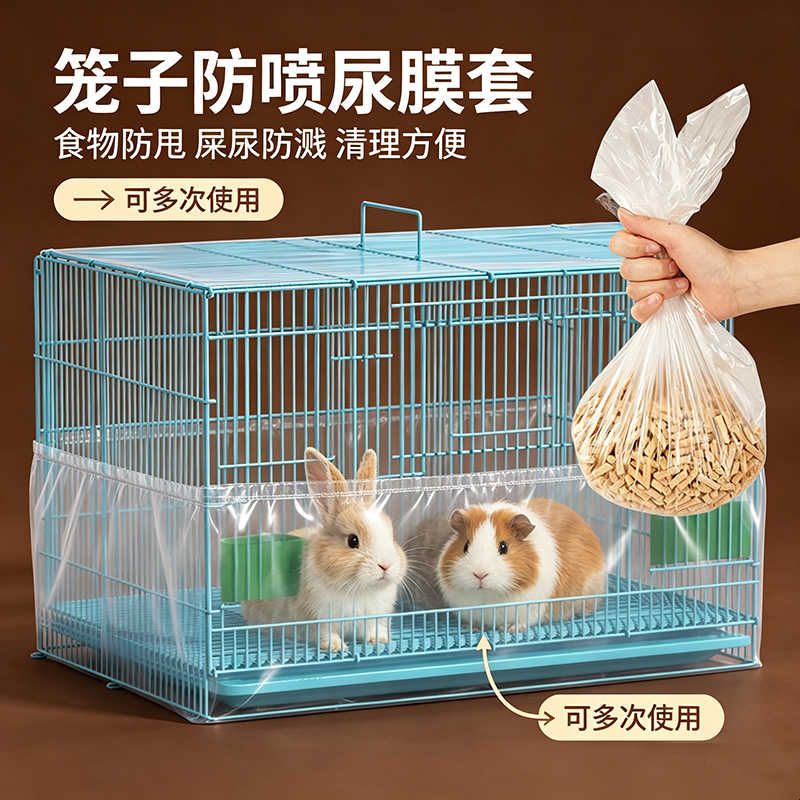 兔子防喷尿挡板膜套一次性宠物鸭子芦丁鸡屎尿羽毛食物防外溅神器