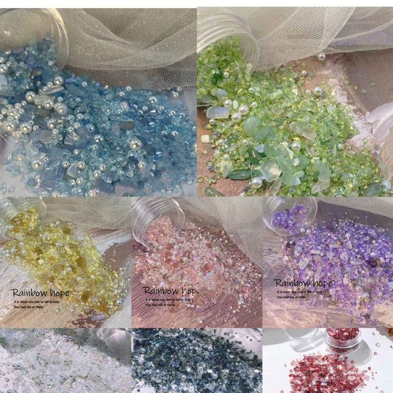 网红超仙气卡砖DIY材料不规则组合晶透碎石穿戴美甲珍珠饰品配件