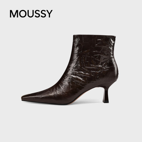 MOUSSY尖头细跟显瘦高跟靴