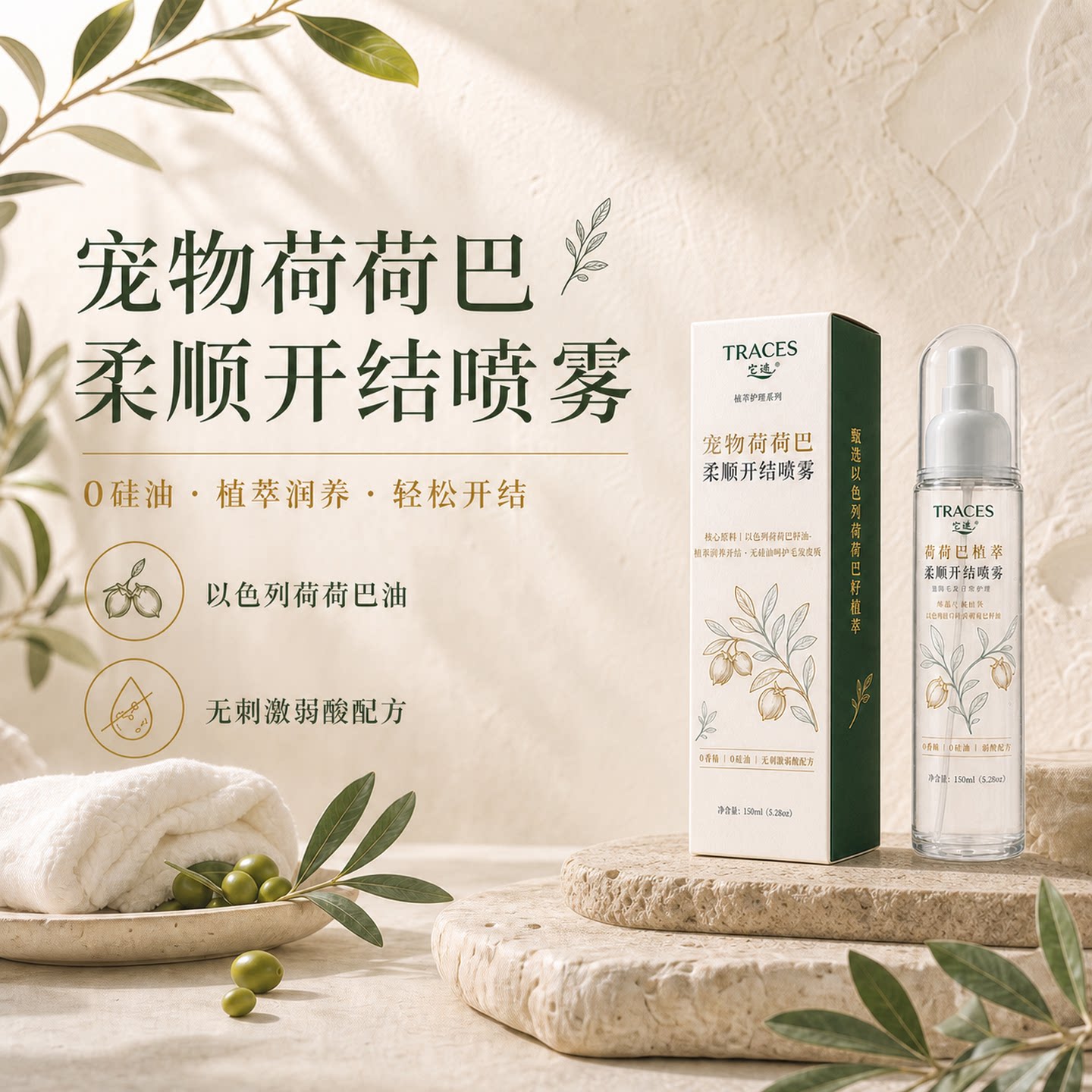 它迹宠物免洗开结喷雾护毛防静电柔顺猫咪狗狗专用毛发护理液柔顺