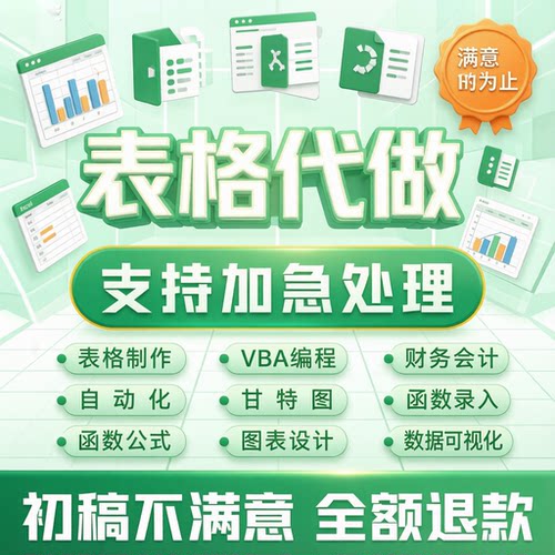 表格制作excel代做设计数据分析处理帮忙定制vba宏编程函数图整理