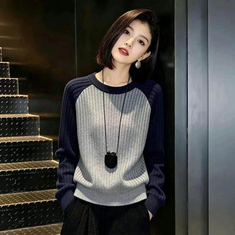 慵懒风插肩袖毛衣女士卫衣春秋款