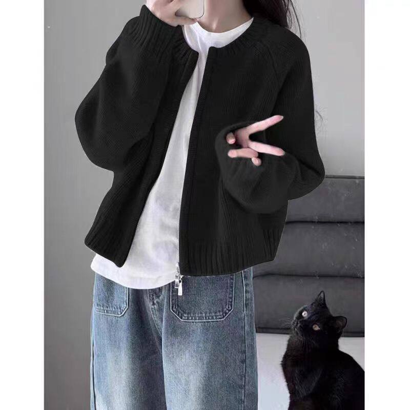 小香风短款圆领外套女秋冬宽松加