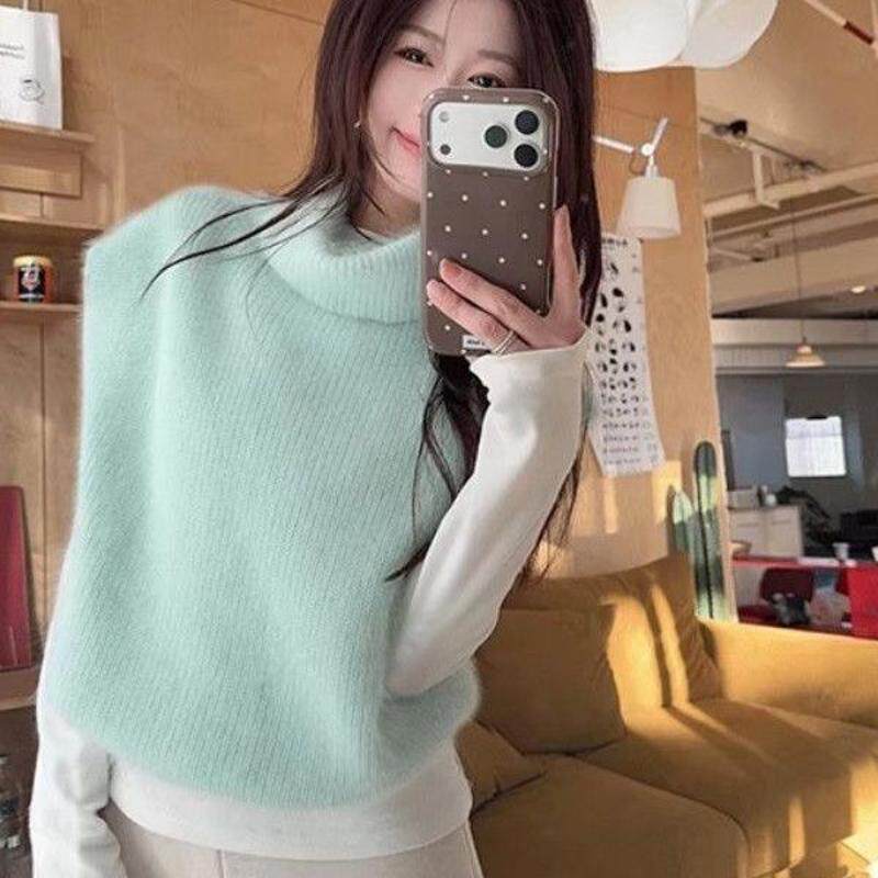 出片穿搭高领针织马甲女2026新款