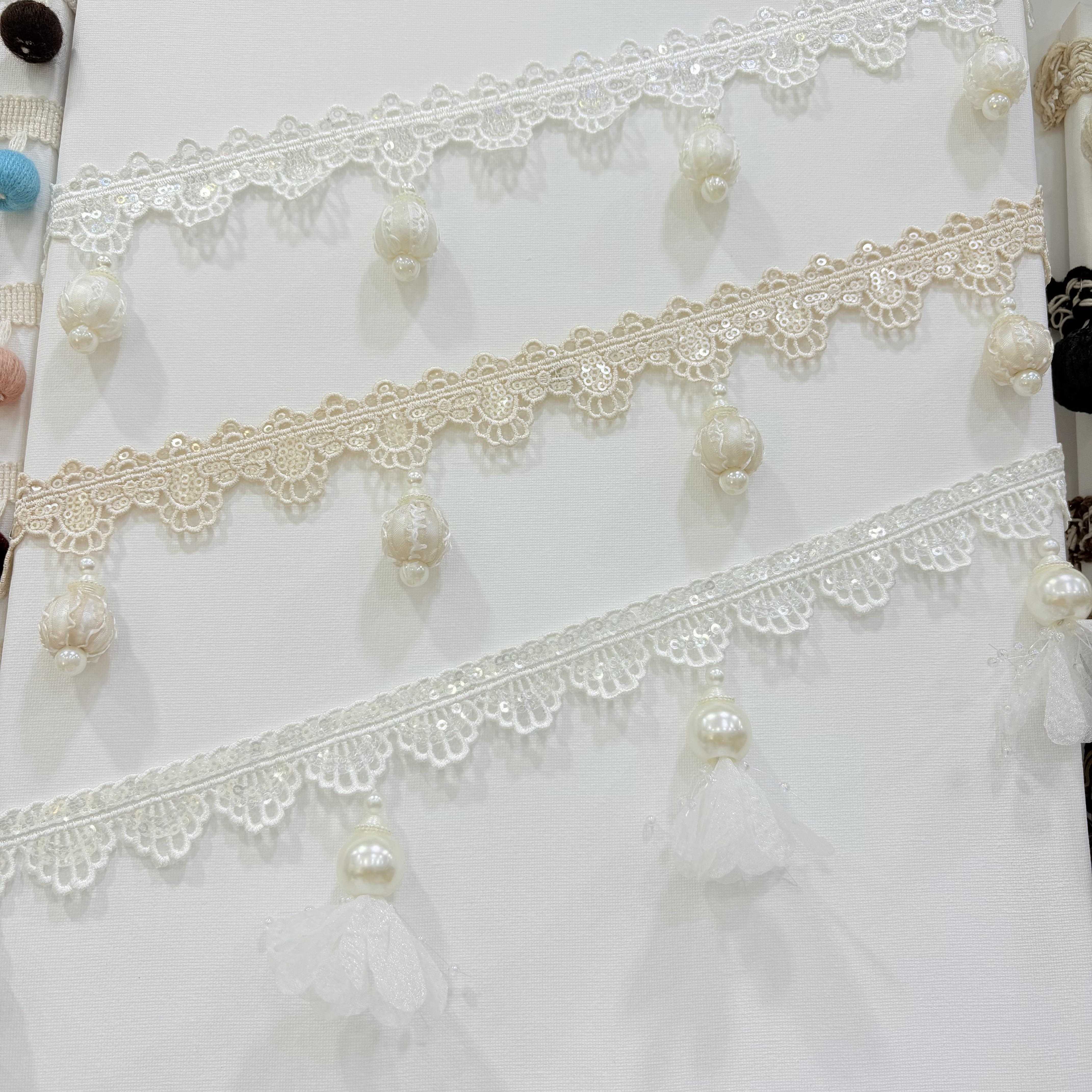 窗帘花边莫奈花园装饰带立边球球花边点缀窗帘