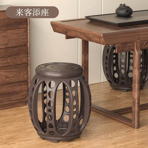 复古塑料圆鼓墩锦瑟舞蹈凳中式墩客厅茶几茶室彷木古筝鼓凳学琴凳