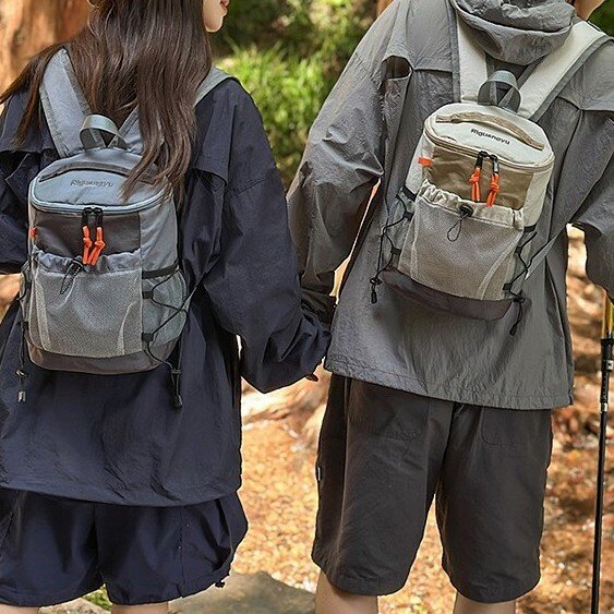 山系ins新款高颜值清新网抽绳背包情侣轻便旅行登山大容量双肩包