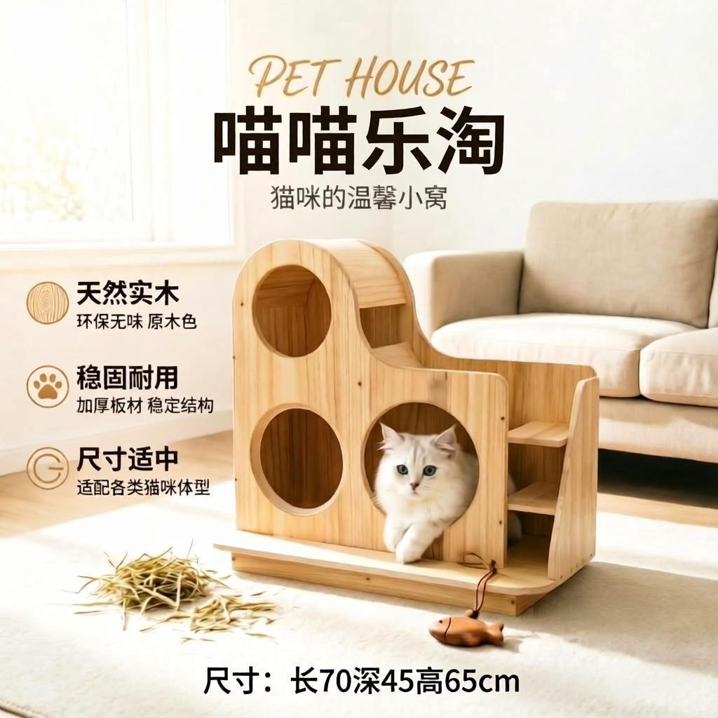 猫窝猫别墅家用室内豪华猫屋阳台猫爬架超大实木猫笼子宠物围栏柜图片
