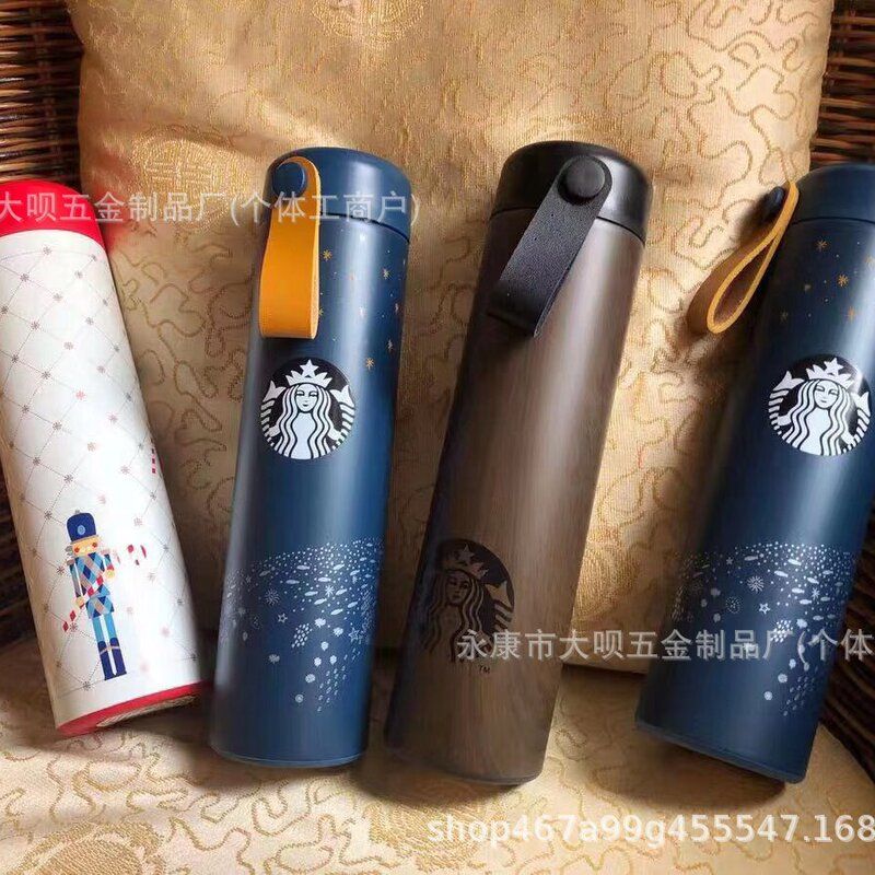 新款外贸星爸爸情侣学生礼品星巴K不锈钢304不锈钢拎绳保温杯