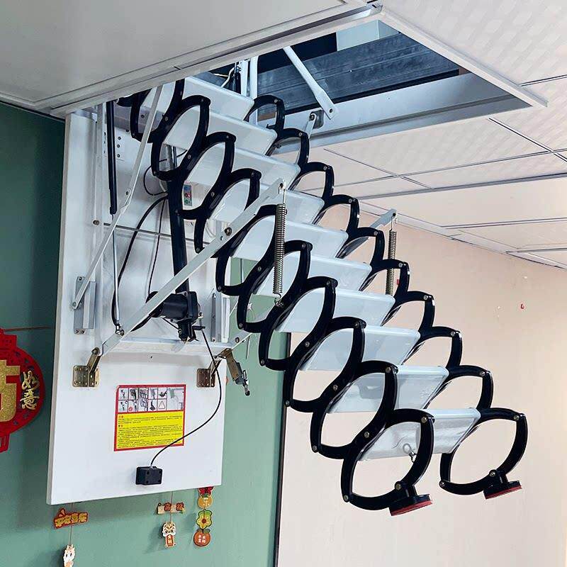 电动阁楼伸缩楼梯家用折叠升降隐形小复式二楼隐藏式全自动爬梯