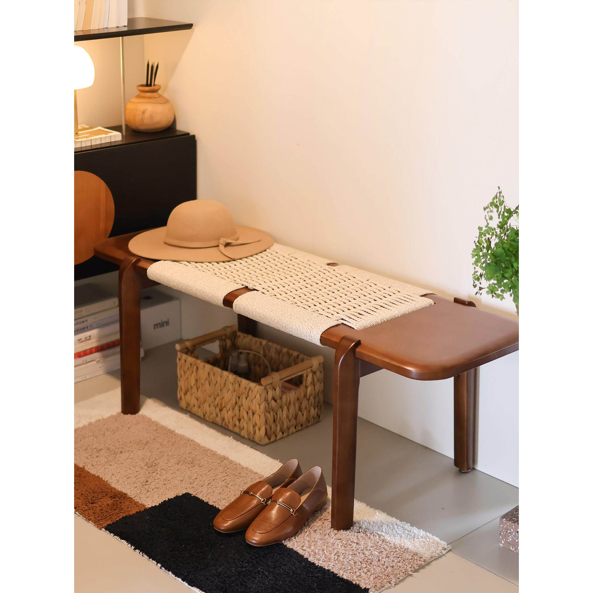 小户型家用具入户门口穿换鞋凳子法式覆中古长条凳餐椅实木床尾凳