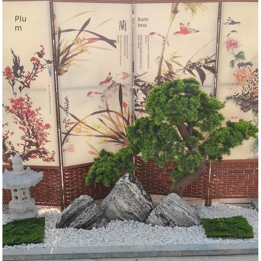新中国风干景观园林摆件纯天然石刻字景观石景观雪波石片组合