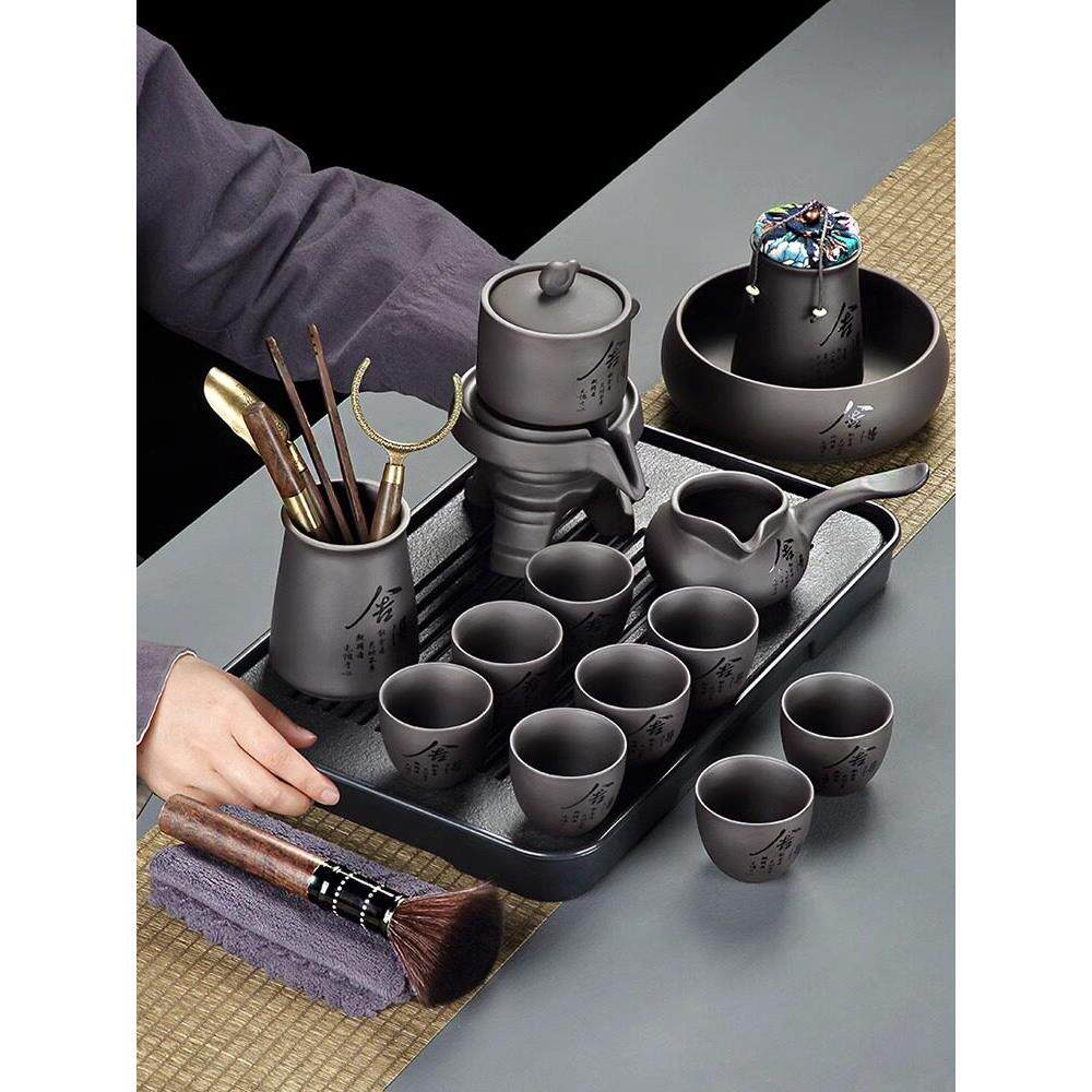 紫砂懒茶套装高端自动家用覆古石墨冲泡壶中国功夫茶饮用器物