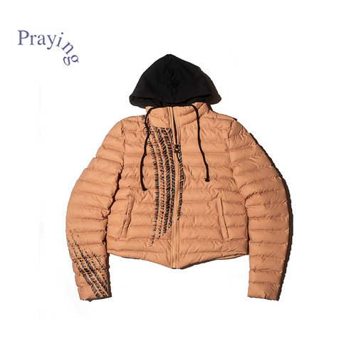 Praying印花连帽棉服夹克26秋