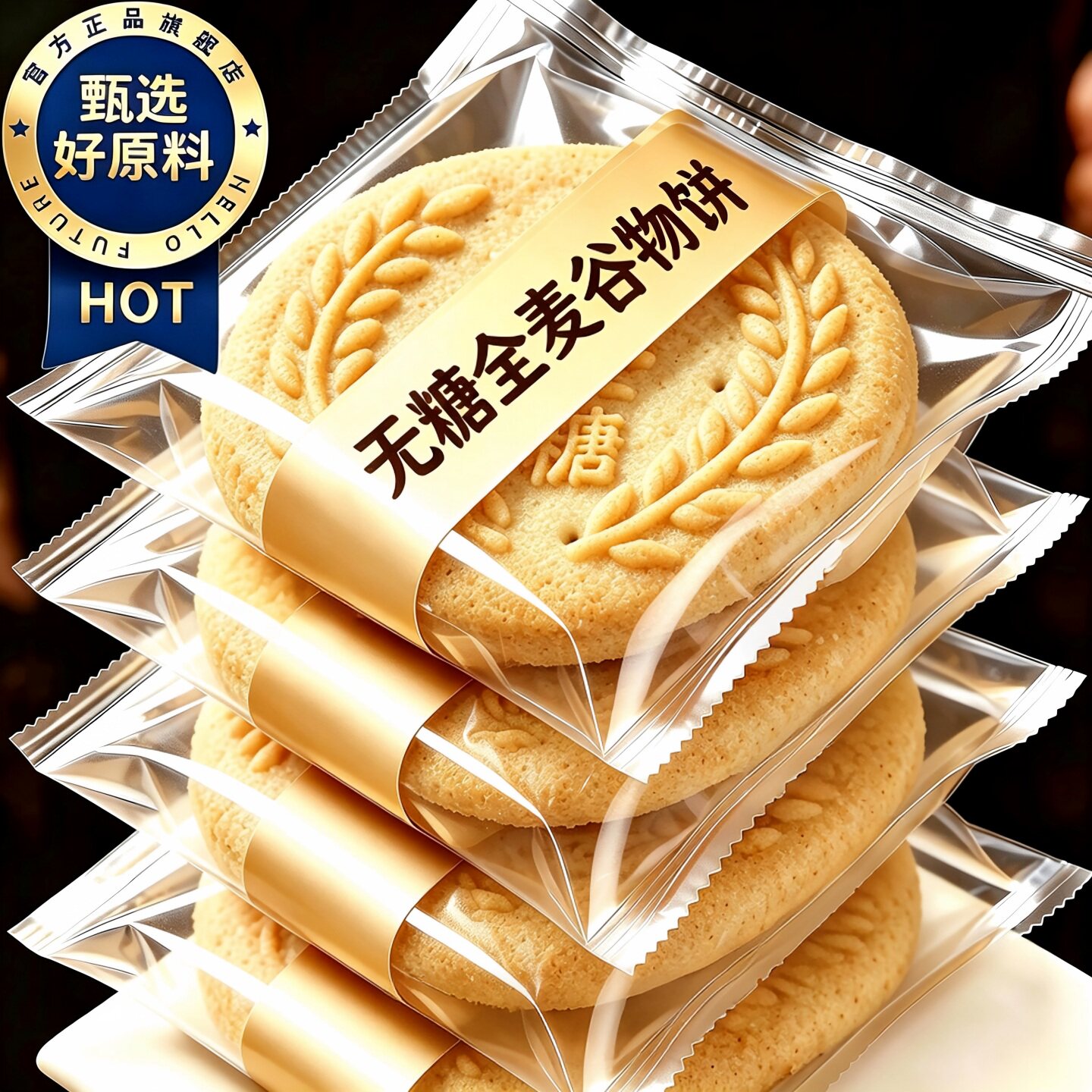 无糖饼干全麦饼干粗粮饼干全麦五谷杂粮饼干早餐无糖食品休闲零食