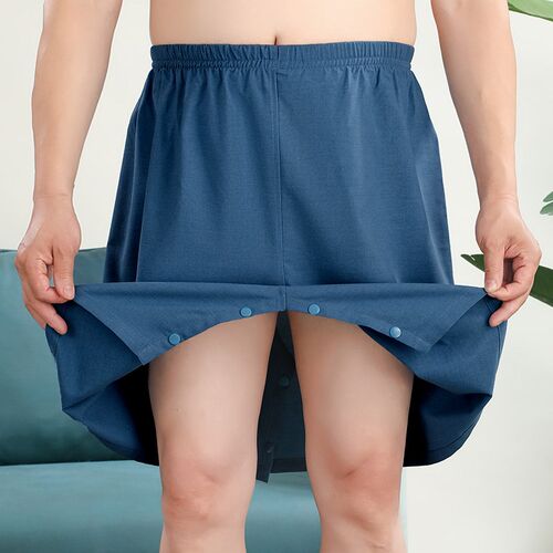足疗店浴服裤子加肥加大按摩裤足浴洗浴大码短裤按摩开Z叉暗扣裙