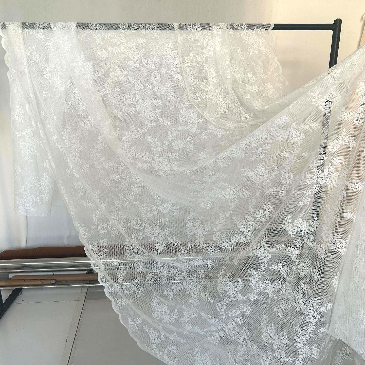 婚庆白色蕾丝纱法式2.8m超宽纱幔森系婚礼装饰纱背景纱蕾丝布桌布