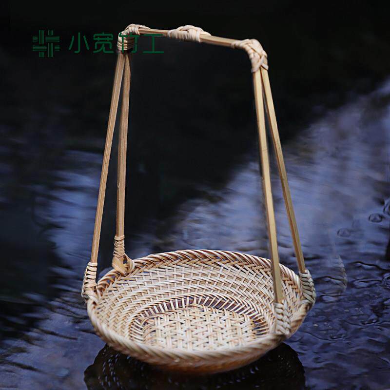 玉竹提篮大号 环保竹编手提篮露营茶具收纳竹篮