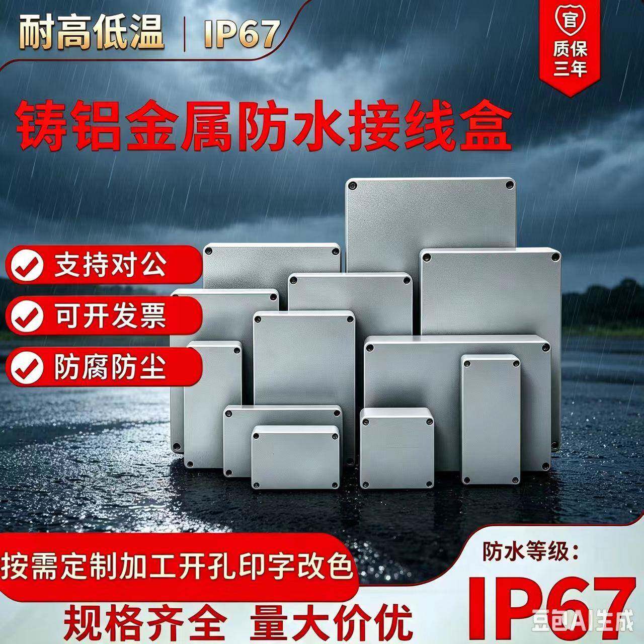 铸铝接线盒防水室外接线盒户外铝合金接线盒暴雨金属电缆密封盒子
