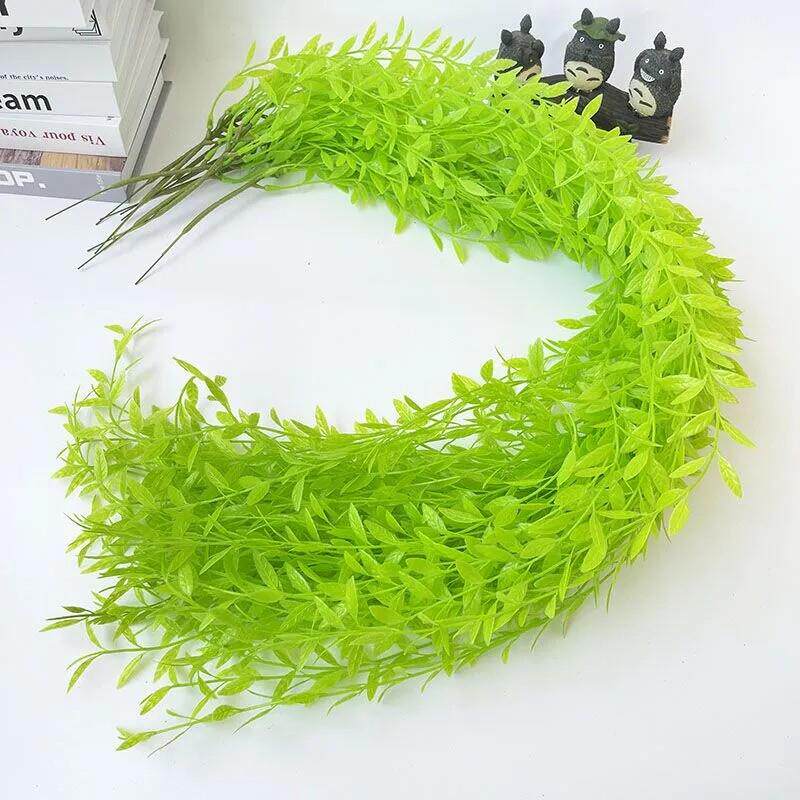 仿真绿色植物藤条吊顶装饰挂壁吊篮柳叶藤条藤蔓5叉塑料软装配材