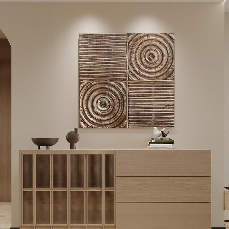 立体浮雕原木风入户对门玄关挂画高档客厅装饰画现代简约饭厅壁画