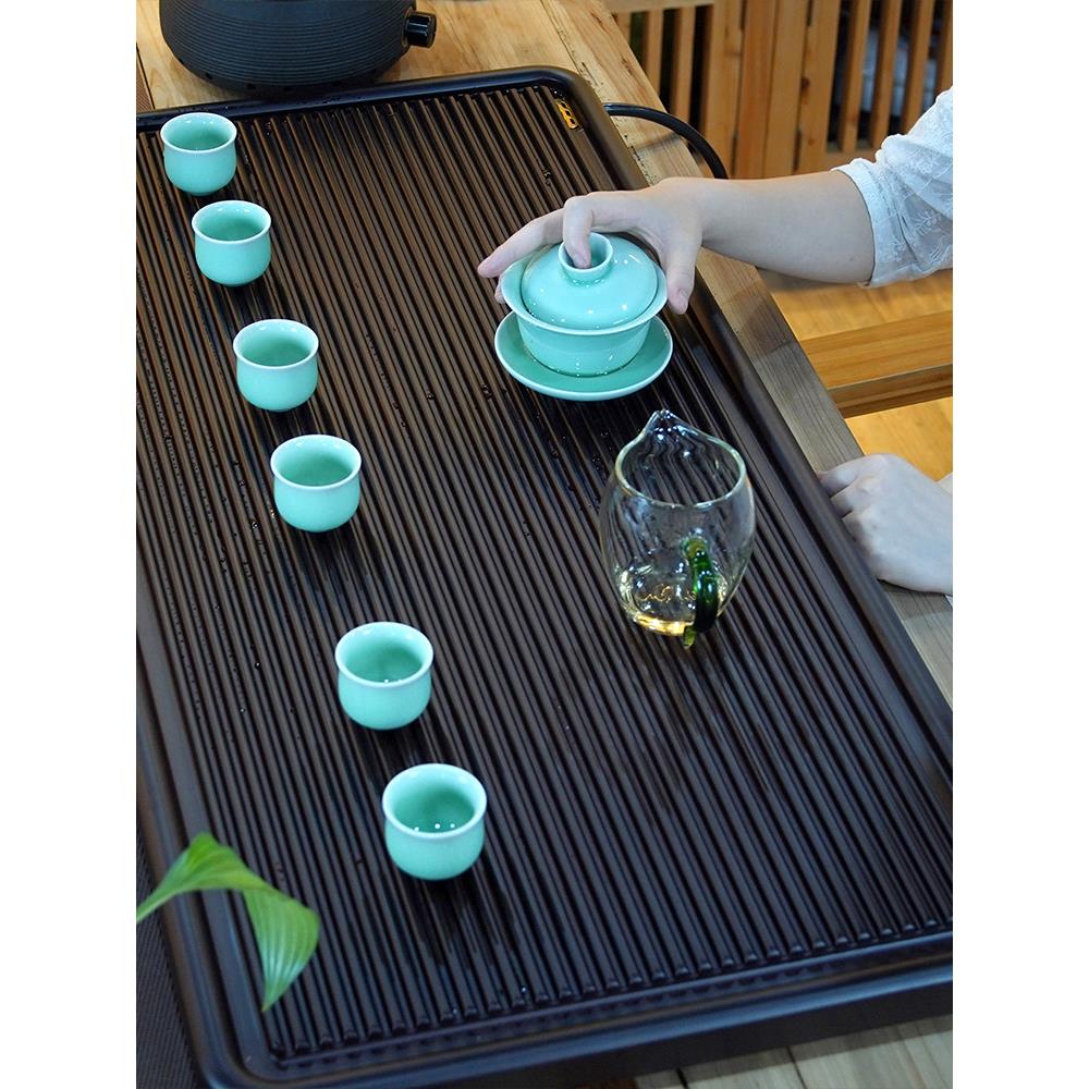 整块高端茶盘家用实木排水小型干泡茶台办公室茶海简易功夫电木款