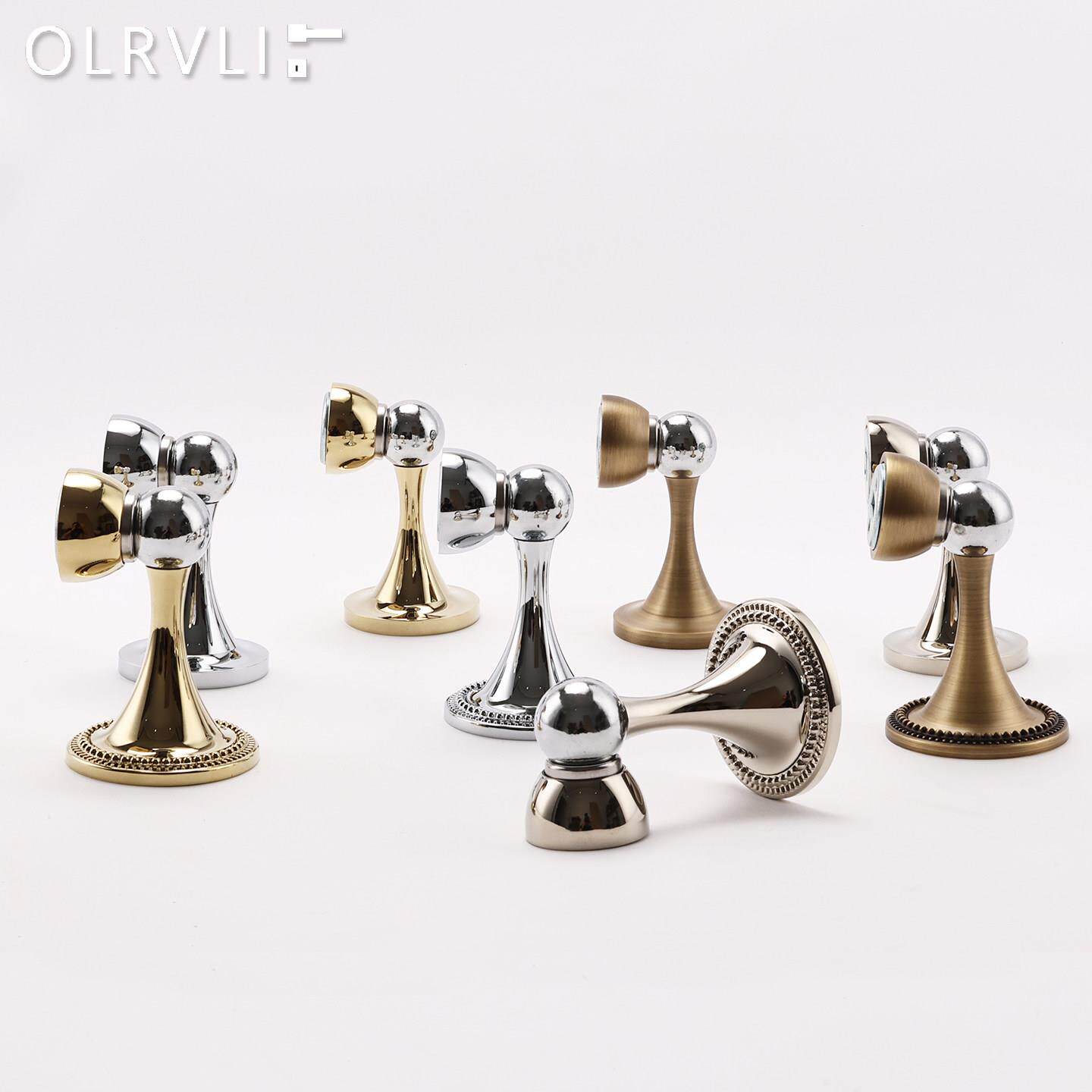 olrvli纯铜钛银色门吸墙吸地吸门挡金色黄铜隐形复古法式银色门碰