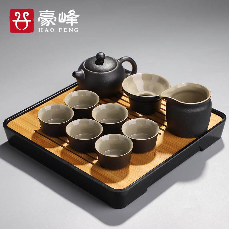 黑陶功夫茶具套组2026新款高档轻奢中式家用办公会客茶盘泡茶整套