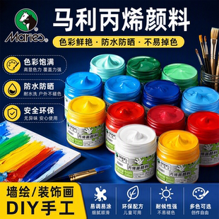 马利丙烯颜料不掉色防水墙绘美术生专用防晒白色金色彩绘涂色绘画肌理画画材料纺织染料diy儿童涂鸦工具套装